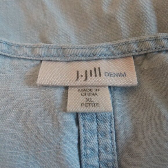 J. JILL Light Denim Maxi Chambray Dress Coastal Lagenlook Minimalist Size XL P - Picture 14 of 15